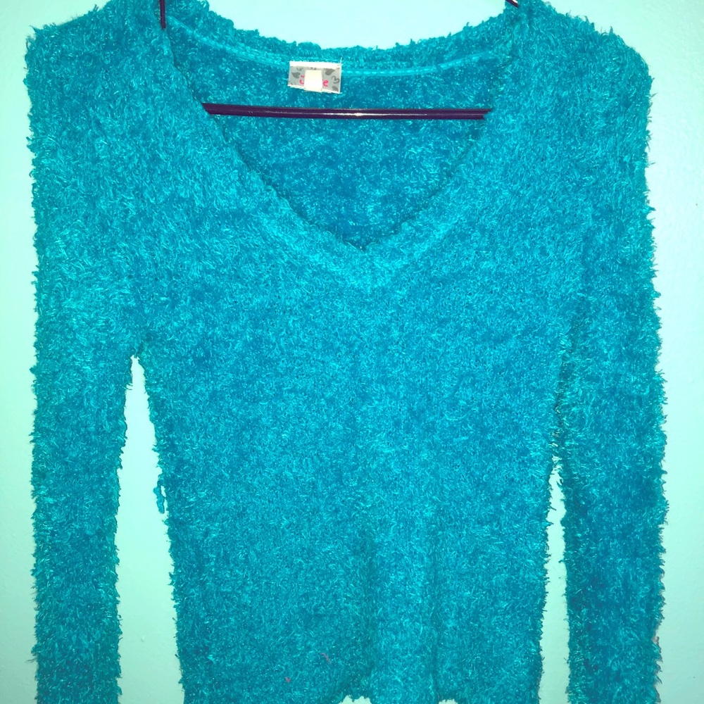 Justice Aqua Fluffy Sweater